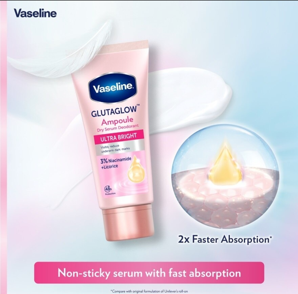 Vaseline Gluta glow Bright & Repair Dry Serum deo